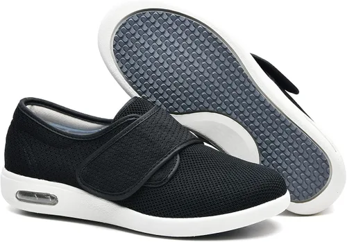 Vista 7 de WLESVAGO Zapatillas para caminar diabéticas de ancho ancho ancho para mujer con cojín de aire ligeras y ajustables para artritis pies hinchados