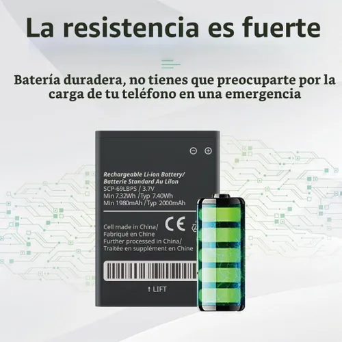 Vista 4 de Batería SCP-69LBPS / SCP-63LBPS para Kyocera DuraXV Series, [3.7V 7.4Wh]