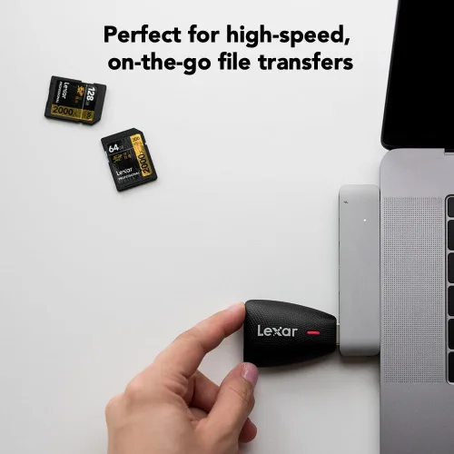 Vista 2 de Lexar Lector Multi-Tarjeta 2 en 1 USB 3.1, Funciona con Tarjetas SD y microSD (LRW450UBNA)
