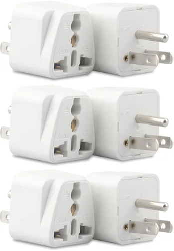 Vista 8 de Adaptador de enchufe de Europa a EE. UU., paquete de 3 adaptadores de enchufe de Reino Unido a EE. UU., Adaptador de enchufe de India a EE. UU.