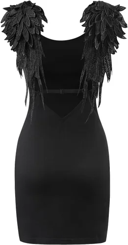 Vista 7 de PrettyInCuffs Minifalda de algodón para mujer, con cuello de vampiro