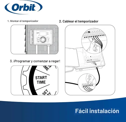 Vista 5 de Orbit Controlador de riego interior o exterior de 6 estaciones, trilingual