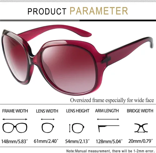 Vista 154 de Joopin Lentes de sol de gran tamaño para mujer, polarizados, grandes, para conducción, protección UV, grandes sombras