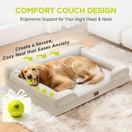 Vista 7 de Cama ortopédica impermeable para perros medianos y grandes Beige