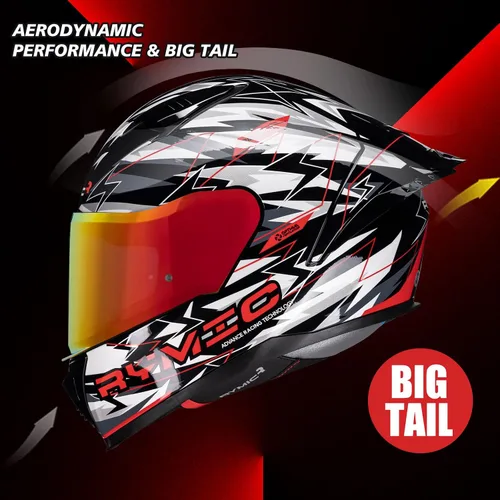 Vista 3 de SR6 Casco de motocicleta de cara completa, equipado con viseras transparentes y multicolor aprobado por DOT Casco de carreras callejeras