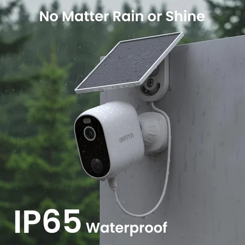 Vista 9 de INFIYA - Cámara de seguridad inalámbrica 2K para exteriores con energía solar para vigilancia del hogar con detección humana AI y notificaciones por
