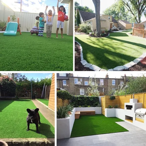 Vista 6 de Alfombra de Césped Artificial, Alfombra de Césped Falso Grueso para Exteriores de 0.7", Tapete Sintético de 3 pies x 3 pies, Astroturf con Agujeros