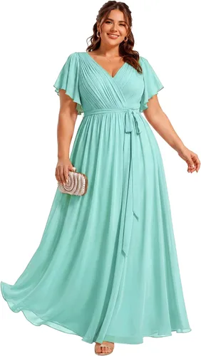 Vista 22 de Ever-Pretty Plus Vestidos de dama de honor formales de gasa para mujer Negro