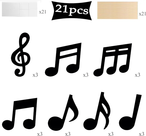 Vista 3 de 21 piezas de centro de mesa con temática de notas musicales, decoraciones musicales para fiesta de cumpleaños, centros de mesa para mesa rock