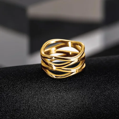 Vista 3 de Zoesky Stainless Steel Rings for Women Gold Chunky Thumb Rings Multi Layer Statement Band Rings Fashion jewelry Comfort Fit Size 6-12