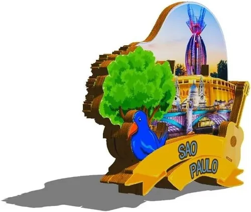 Vista 2 de Imán de Brasil Sao Paulo para nevera de madera 3D, monumentos de viaje, coleccionables, recuerdos, decoración hecha a mano -516