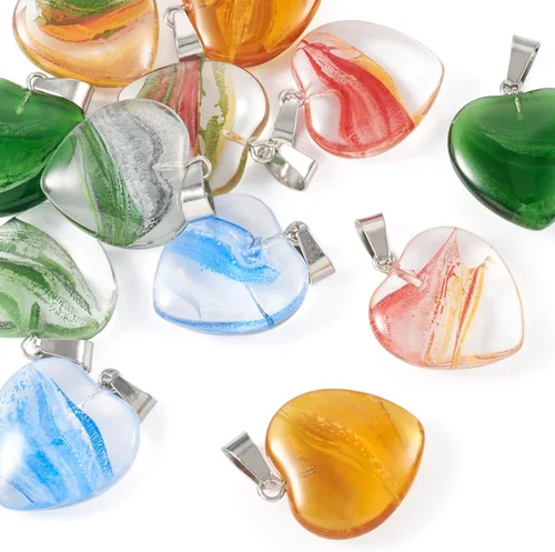 Vista 8 de Cheriswelry 96 dijes de cristal de mariposa transparente facetados, colgantes de corazón de amor, adornos colgantes de 51.732 in para hacer aretes