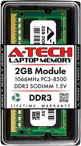 Vista 13 de A-Tech - Módulo de memoria RAM SODIMM para portátil de 1 GB DDR3 1066 MHz PC3-8500 CL7, 1,5 V, 204 pines, sin ECC, SO-DIMM para portátiles
