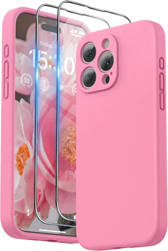 Vista 17 de SURPHY Funda diseñada para iPhone 15 Pro Max con protector de pantalla y cordón, correa de teléfono y funda de silicona líquida para teléfono
