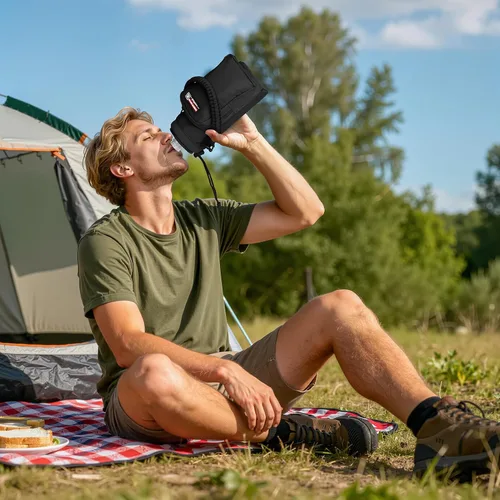 Vista 9 de NATURE PIONEOR Soporte para botella de agua con correa ajustable – 26/32/36/40/46/64 onzas con aislamiento para botella de agua con mango