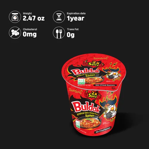Vista 4 de Samyang 2 fideos salteados de pollo picante Buldak (6 unidades)