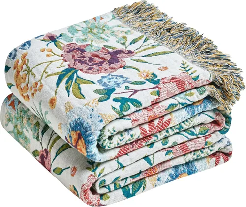 Vista 49 de LUTBM Manta bohemia para sofá de 50 x 60 pulgadas, 100% algodón, suave Animal-pájaro-a