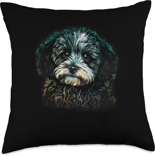Vista 5 de Havanese gift for dog mom Almohada con diseño de retrato de perro Havanés, 16 x 16 pulgadas, multicolor