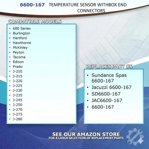 Vista 4 de Repuesto para bañera de hidromasaje Sundance Spa & Jacuzzi 6600-167, sensor de temperatura con conectores de extremo de caja