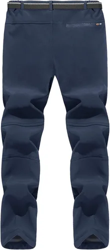 Vista 3 de TACVASEN pantalones de senderismo para hombre con forro polar reforzados en las rodillas ligeros para esquí y snowboard sin cinturón