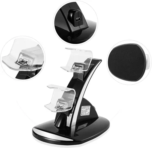 Vista 3 de Megadream Dual USB estación de carga, cargador, para controlador de Playstation 4 PS4 PS4 Pro PS4 Slim