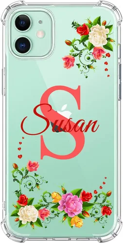 Vista 13 de Funda Transparente de Cristal con Nombre Personalizado e Inicial, Compatible con iPhone 16 Pro Max 15 Plus 14 13 12 11 Xs Max XR 8 7 6 Plus 11 Mini