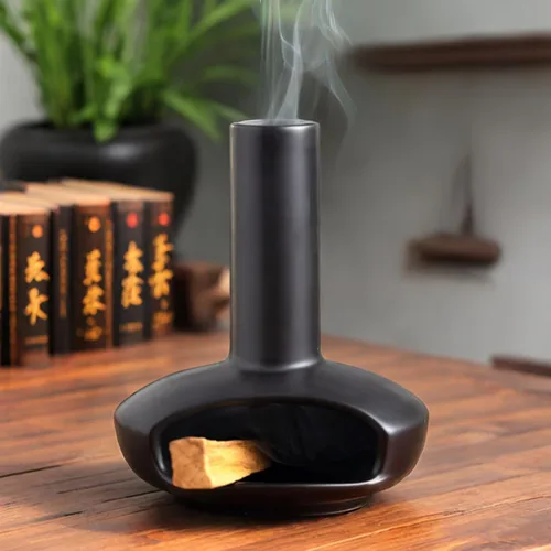 Vista 15 de MOUGIGI Soporte de Palo Santo Hecho a Mano y Quemador de Conos de Incienso - Elegante Accesorio para Limpias de Salvia con Capacidad para Rituales