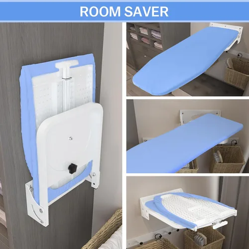Vista 4 de Tabla de planchar giratoria de 180° para montar en la pared, resistente de 38.7 x 12 pulgadas Ironing Board with Heat Resistant Cover, Space
