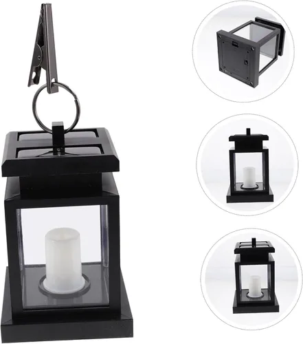 Vista 6 de Uonlytech Lámpara solar para poste de valla, lámparas solares para exteriores, para exteriores, Tiki solar con llama parpadeante, luces de poste