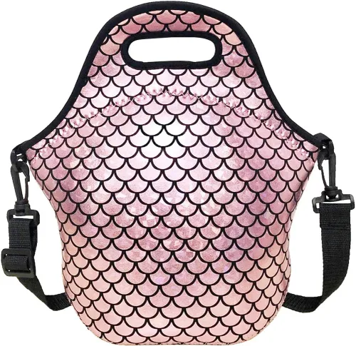 Vista 8 de YOUDA Bolsa de almuerzo aislada de neopreno para el hombro, bolsas para mujeres y hombres, trabajo, oficina, al aire libre, picnic, viajes (azul)