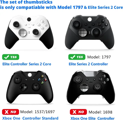 Vista 5 de Palancas de metal de repuesto para Xbox One Elite Controller Series 2 Modelo 1797, Elite Series 2 Core Controller (6-en-1-PaleOrange)