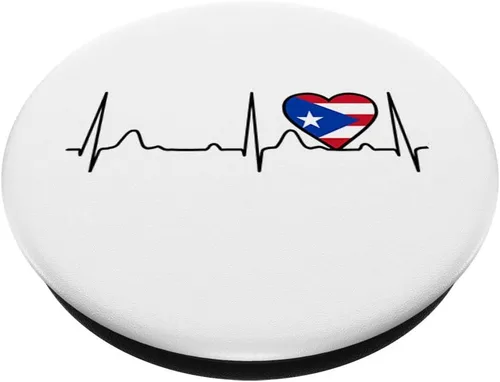 Vista 2 de Corazon Boricua Latidos del Corazon y Bandera de Puerto Rico PopSockets Grip y soporte para teléfonos y tabletas