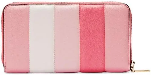 Vista 2 de Victoria's Secret Billeteras grandes de doble pliegue para mujer, rosa, rayas (Pink Multi Stripe), Estuche para tarjetas