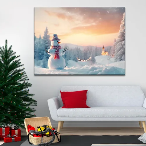 Vista 4 de BANHUA1 Lienzo decorativo de pared de Navidad, pósteres de pintura para decoración del hogar, arte de pared, impresiones en lienzo HD