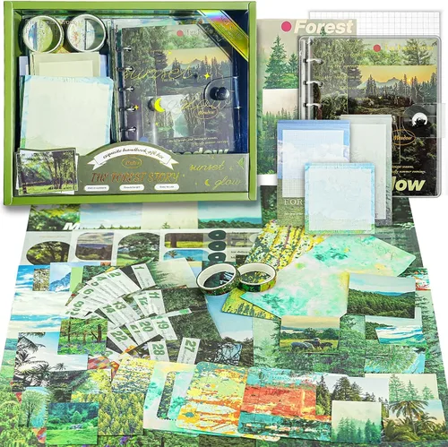 Vista 21 de Kit de Suministros para Scrapbooking, Kit de Scrapbook Estético Botánico Vintage para Bullet Journal Junk Journal A6 Cuaderno de Cuadrícula