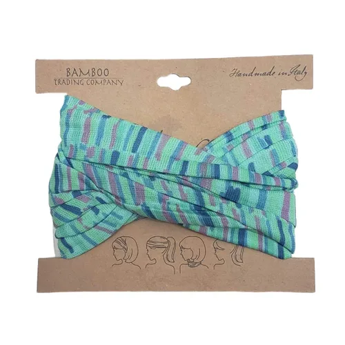 Vista 2 de Bamboo Trading Company Diademas anchas bohemias, juego de 4 divertidos estampados a rayas, 16 pulgadas de largo x 9 pulgadas de ancho, tonos coral