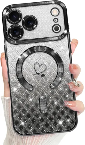 Vista 104 de Bonoma Compatible with iPhone 17 Pro Max Case 2025 Heart Checkered -Gold A cuadros-oro