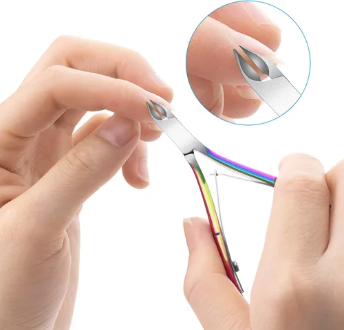 Vista 6 de Paquete de 4 pinzas de cutículas, recortadora de cutículas de acero inoxidable de alta calidad para manicura y pedicura en el hogar, spa/salón