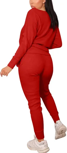 Vista 5 de VASAUGE Conjunto deportivo de 2 piezas de entrenamiento para mujer, camiseta de manga larga, pantalones deportivos