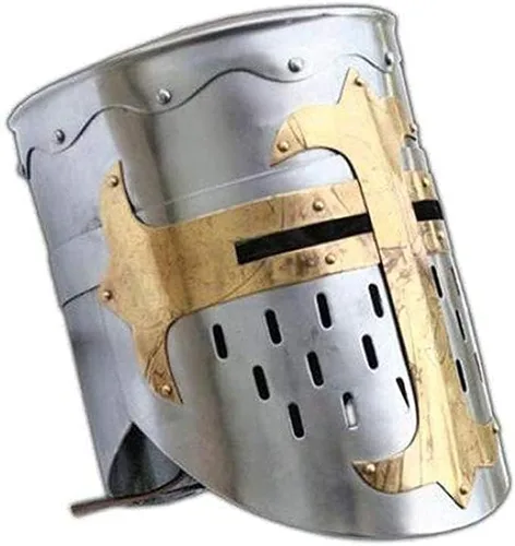 Vista 6 de AnNafi - Casco medieval de armadura de caballero cruzado templario Armadura espartana griega romana Yelmo antiguo A Tamaño libre para disfraces