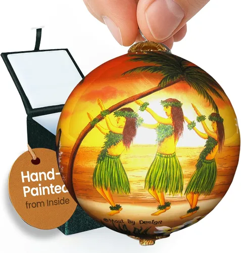 Vista 17 de Cornucopia Maui ornamento de Navidad de cristal pintado a mano con caja de regalo, recuerdo coleccionable CC/M