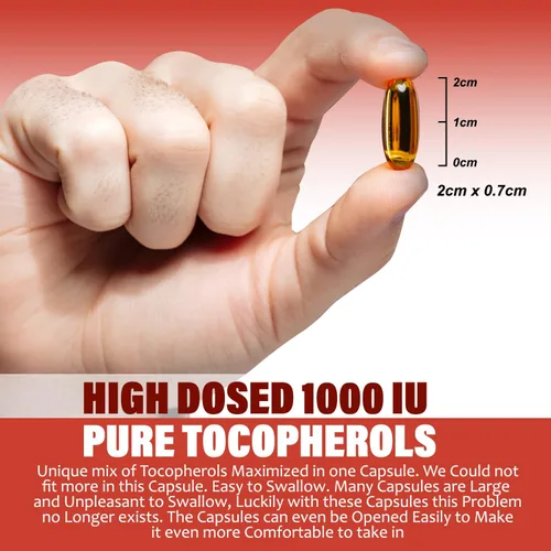 Vista 4 de Vitamina E 1000 UI Ultra Tocoferol 450mg Vitamina E Vegana – Los 4 tocoferoles – Alfa Tocoferol + Beta Tocoferol + Gamma Tocoferol + Delta Tocoferol