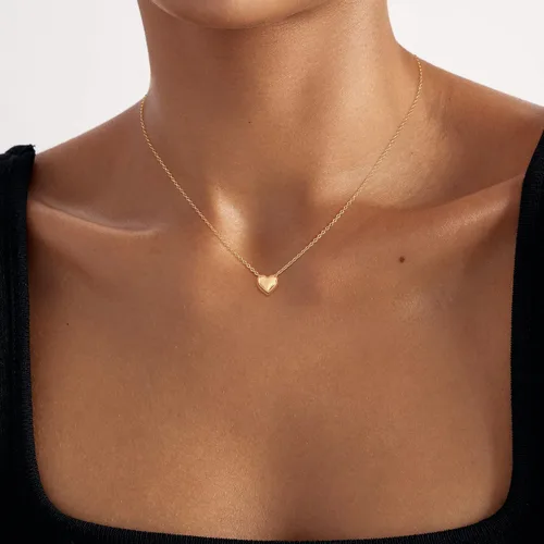 Vista 3 de Collares de corazón para mujer, delicado collar de oro de 14 quilates, collar de corazón de plata, gargantilla simple para mujer, joyería de moda