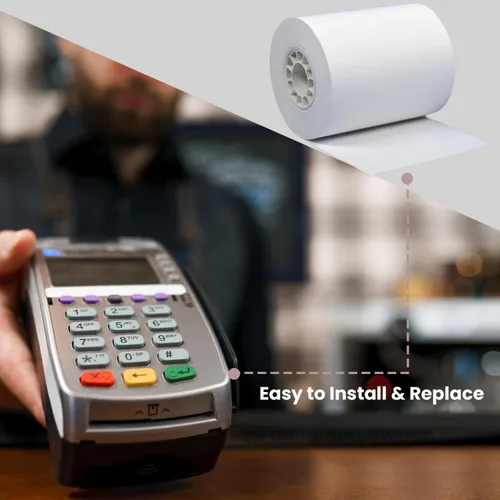 Vista 7 de BAM POS Papel térmico para recibos, sin BPA, rollos envueltos en encogimiento, compatible con Clover Mini, Mobile, First Data FD130, FD50, FD55