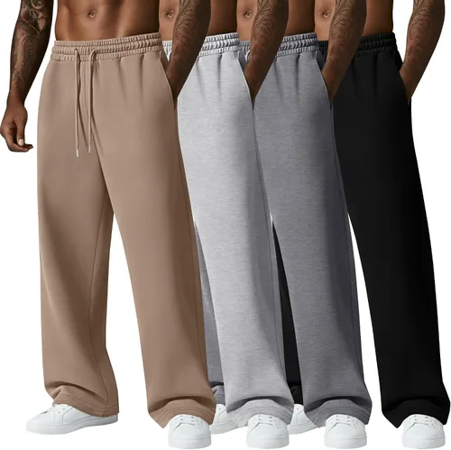 Vista 24 de August Alley Paquete de 4 pantalones deportivos para hombre, grandes y altos, delgados, atléticos, con parte inferior abierta, con cordón y bolsillos