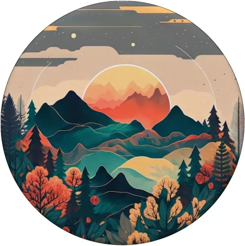 Vista 3 de Boho Chic Floral Moon Mountain Forest Nature Retro Flower PopSockets intercambiables PopGrip