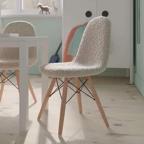 Vista 2 de Flash Furniture Zula - Silla moderna acolchada de piel de oveja sintética para niños, tapizado acolchado de piel de oveja sintética color blanco