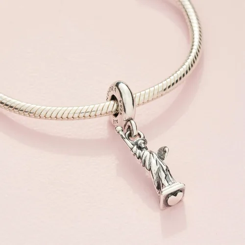 Vista 4 de Pandora Pulsera colgante de la Estatua de la Libertad de Nueva York, pulseras de momentos Impresionantes joyas para mujer Regalo para mujeres