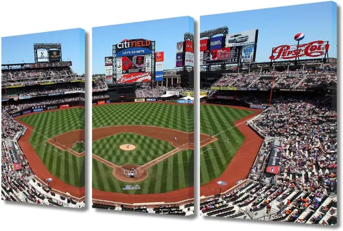 Vista 110 de TUMOVO Arte de pared en lienzo para estadio deportivo, arte de pared de campo Wrigley en Chicago, pinturas de Chicago, impresiones sobre lienzo