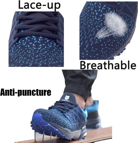 Vista 3 de SUADEX Zapatos de punta de acero indestructibles para hombres y mujeres, zapatos de trabajo ligeros para hombres, cómodos zapatos de seguridad